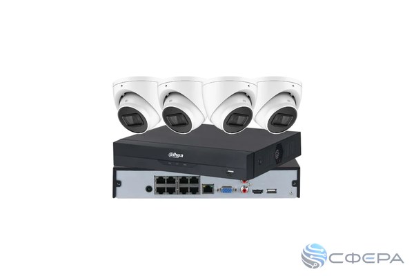 Комплект видеонаблюдения: 4 камеры 2 Мп + NVR + HDD 1 ТБ