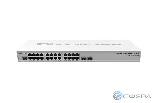 Коммутатор управляемый MikroTik CRS326-24G-2S+RM, 24×1G, 2×SFP+