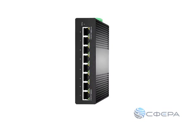Коммутатор промышленный SNR-SWD-1008, 8×1G, DIN-рейка
